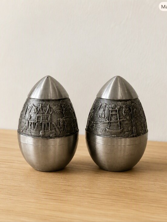 Other - Metal Egg-Shaped Salt and Pepper Shakers - Sculpted Scenic Design